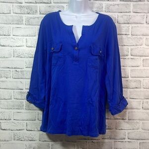 Charter Club Luxury Prima Cotton Cuffed 3/4Sleeve Blouse 3X